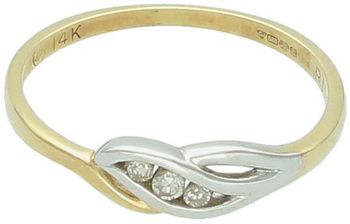 Złoty pierścionek z trzema diamentami „Pleciona Elegancja” 585  Żółte i białe złoto  CH449HSI2.jpg